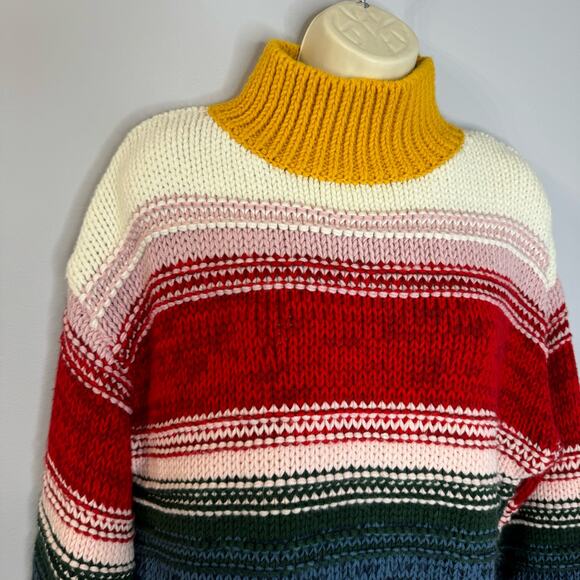 Sundance Cowl Neck Multicolor Relaxed Fit Sweater Women's S - Picture 6 of 9